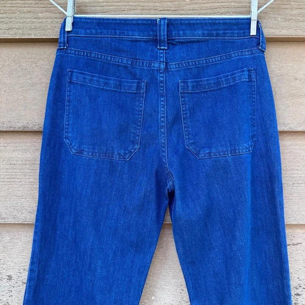 GAP Womens Wide-Leg Dark Indigo Denim Pants Size 27 High-Rise Button Detail Cott - Picture 9 of 13